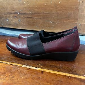 Women's Remonte Wedge Loafers Shoes Burgundy Leather Casual 42